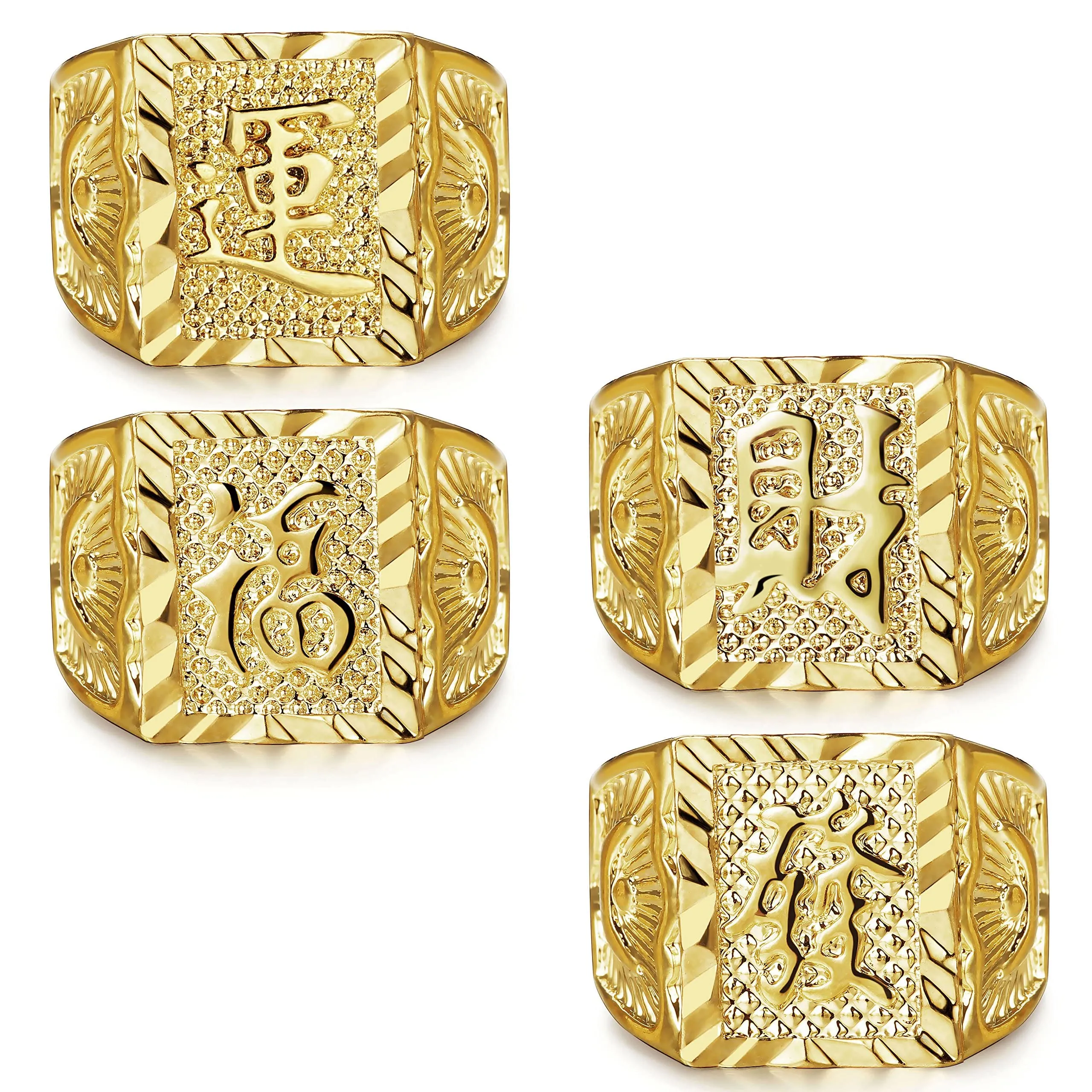 MILACOLATO 4Pcs Anello Uomo Placcato Oro 18 Carati - immagine 1