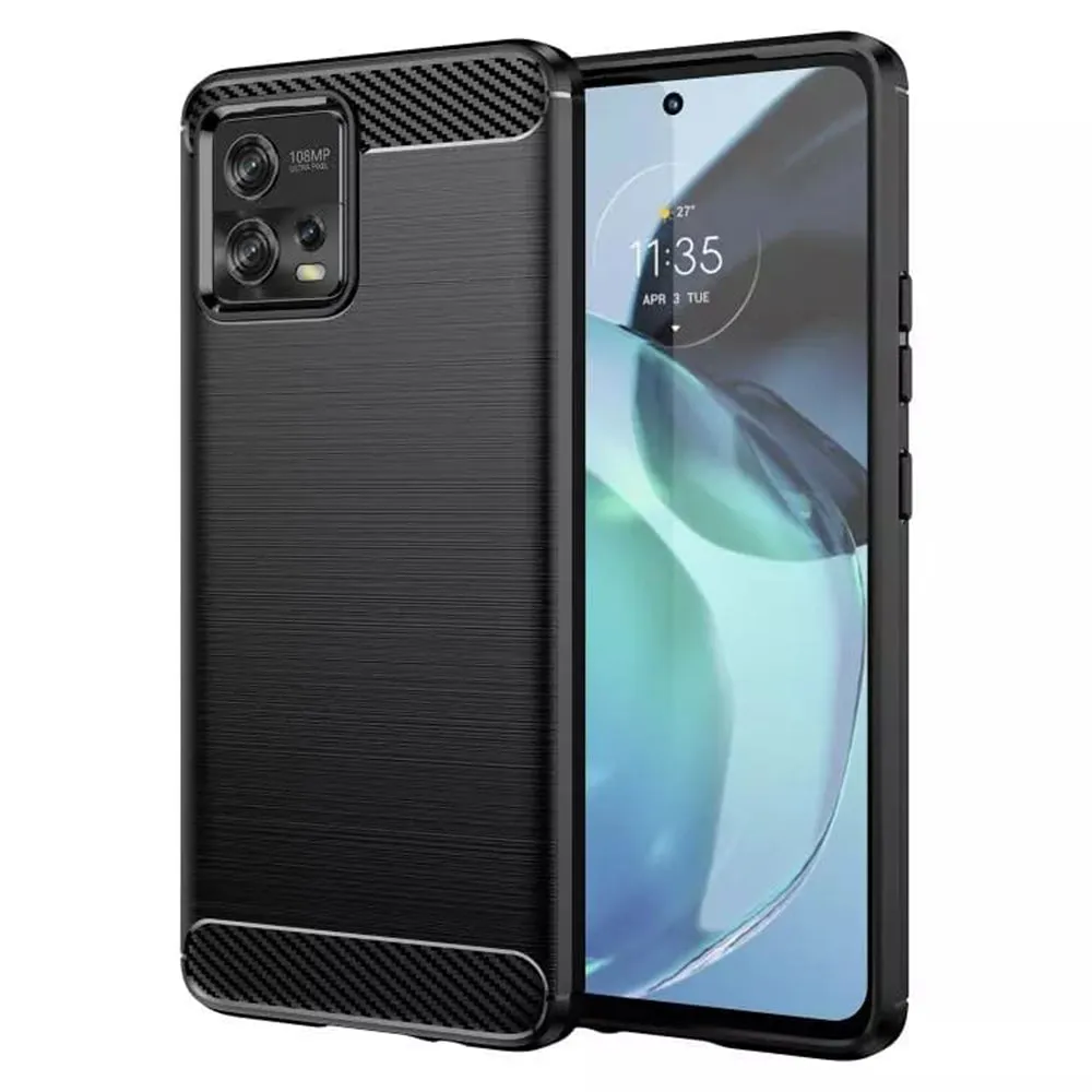 Custodia per Motorola Moto G72, Techsuit, Carbonio, Nera - immagine 1