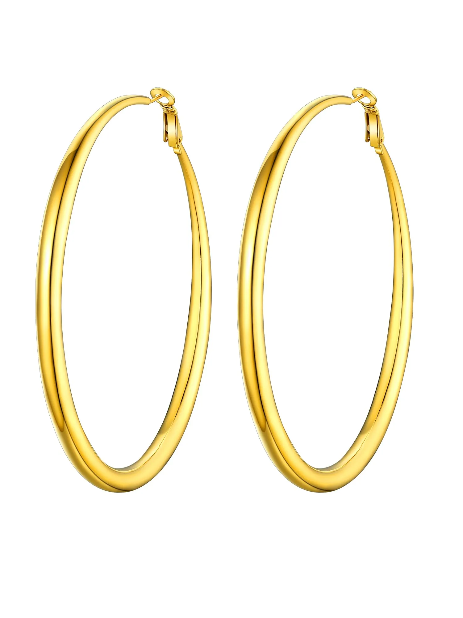 PROSTEEL Orecchini A Cerchio Grandi Donna Oro in Acciaio Inossidabile 80mm - immagine 1