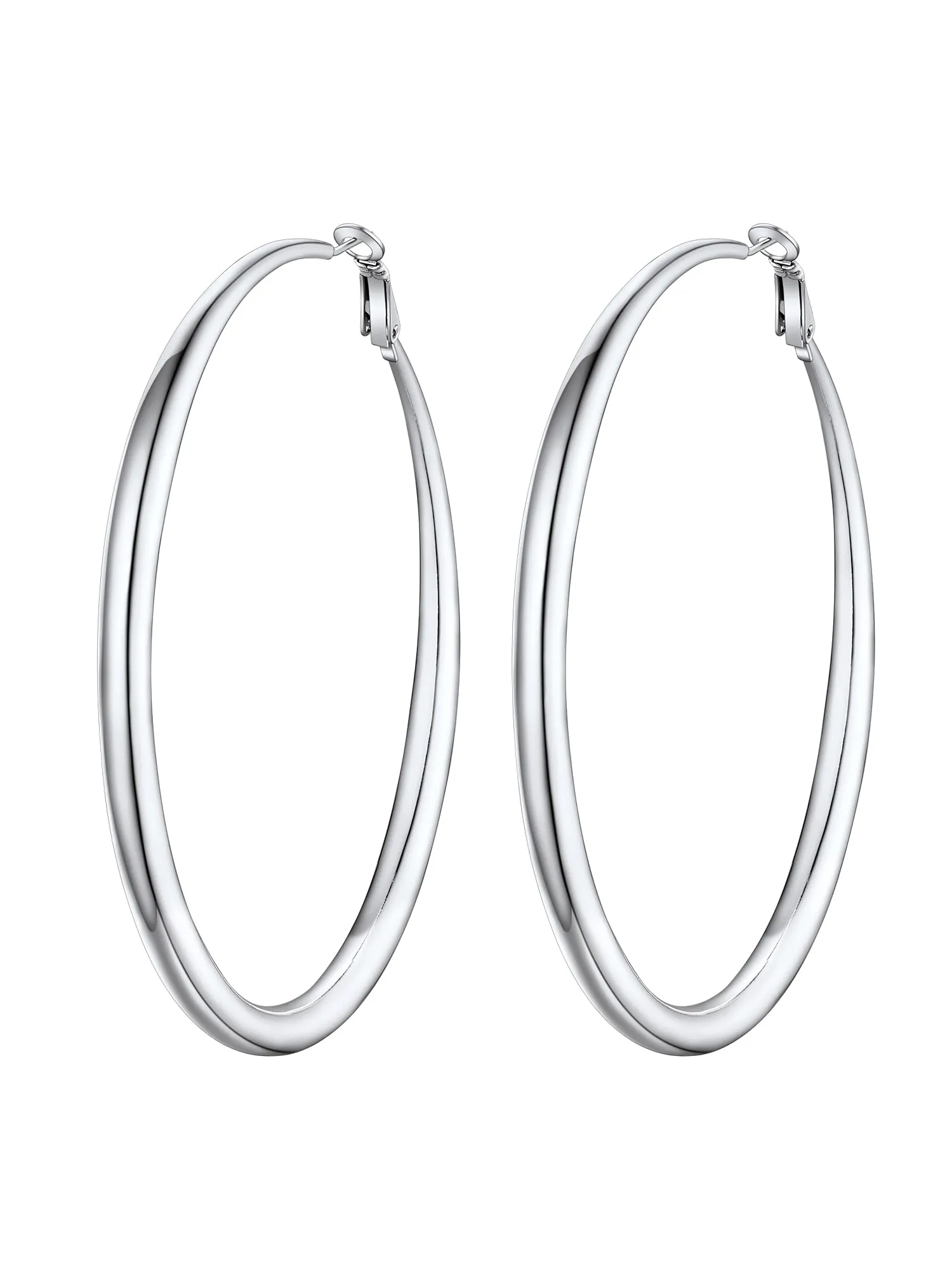 PROSTEEL Orecchini Cerchio Grandi Da Donna in Acciaio Inossidabile - Clip 80mm - immagine 1