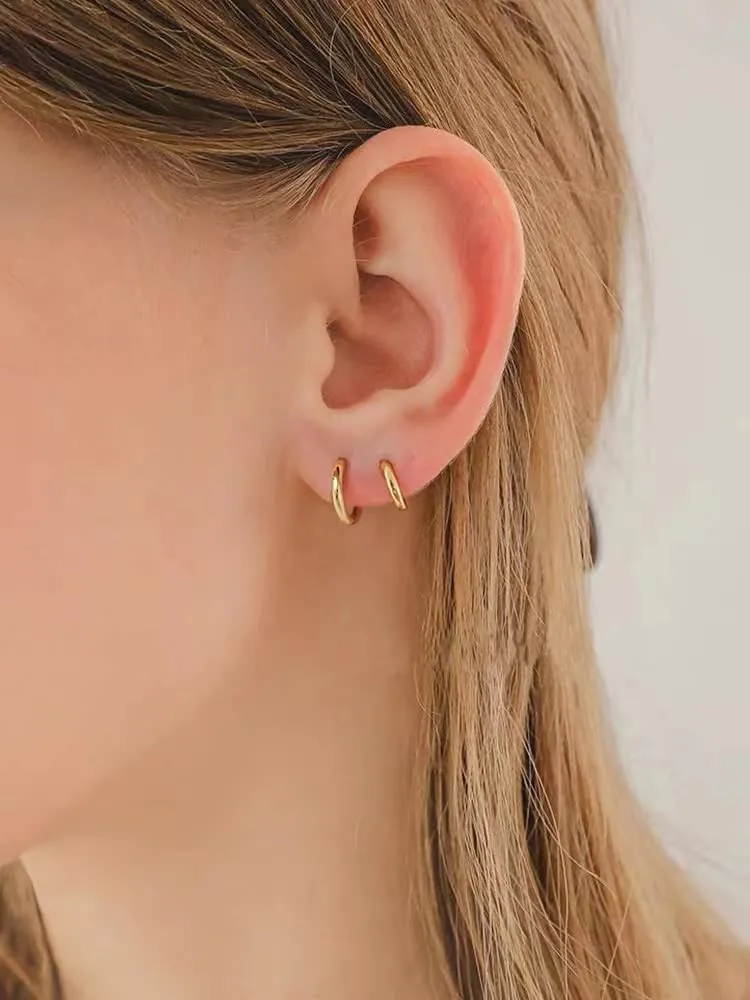 3 Paia Orecchini Cerchio Argento 925 per Donna,Orecchini Cerchio Piccoli Set Orecchini Cerchio Oro Orecchini Donna Oro Orecchini Uomo Oro per Le Donne Ragazze LabbroTrago Cartilagine 6mm 8mm 10mm - immagine 5