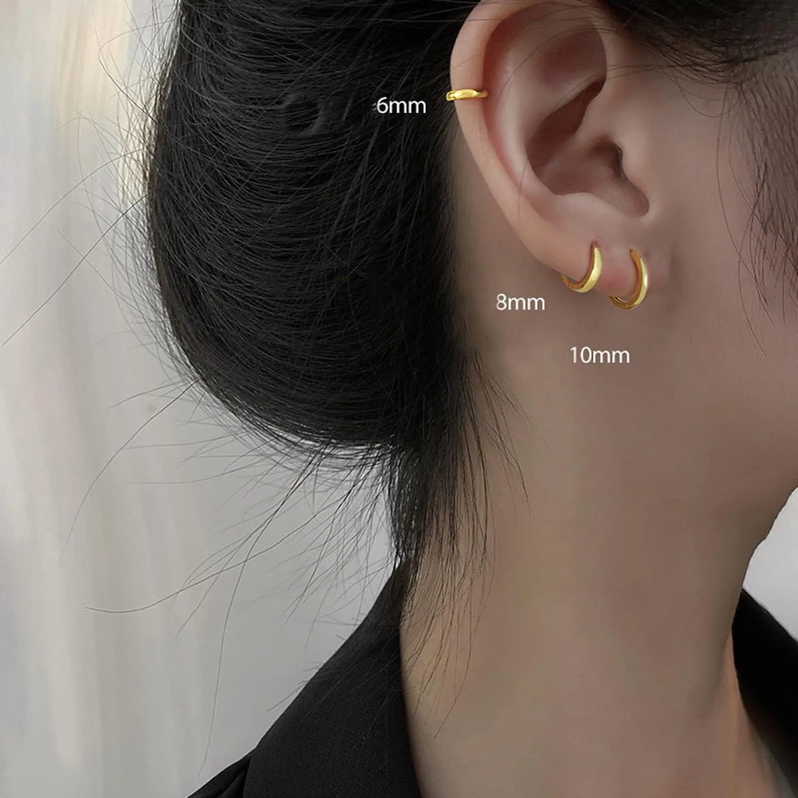 Paia Orecchini Cerchio Argento 925 per Donna, Orecchini Piccoli Set Orecchini Donna Oro, Uomo per Le Donne Ragazze LabbroTrago Cartilagine 6mm - immagine 6