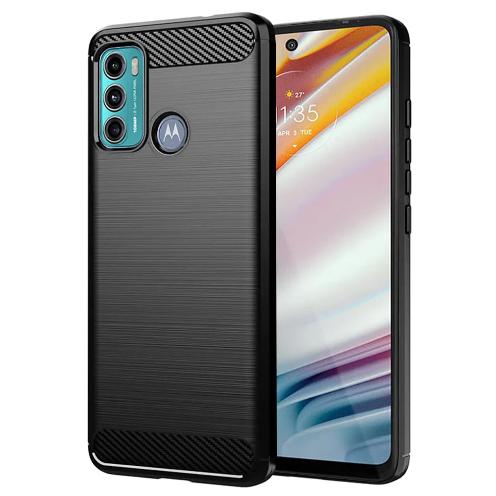 Custodia per Motorola Moto G60, Techsuit, Carbonio, Nera - immagine 1
