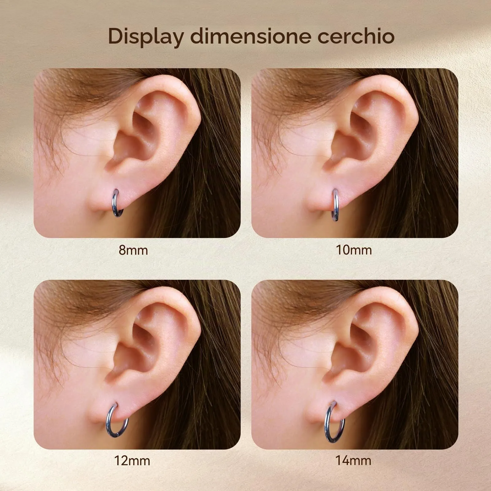 Limerencia Orecchini a Cerchio in Titanio, 8-14 mm Medico Orecchini a Cerchio Piccoli Ipoallergenico Leggeri per Donna Uomo Teen - immagine 4