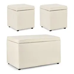 DERRICK Set pouf Derrick bianco - immagine 1