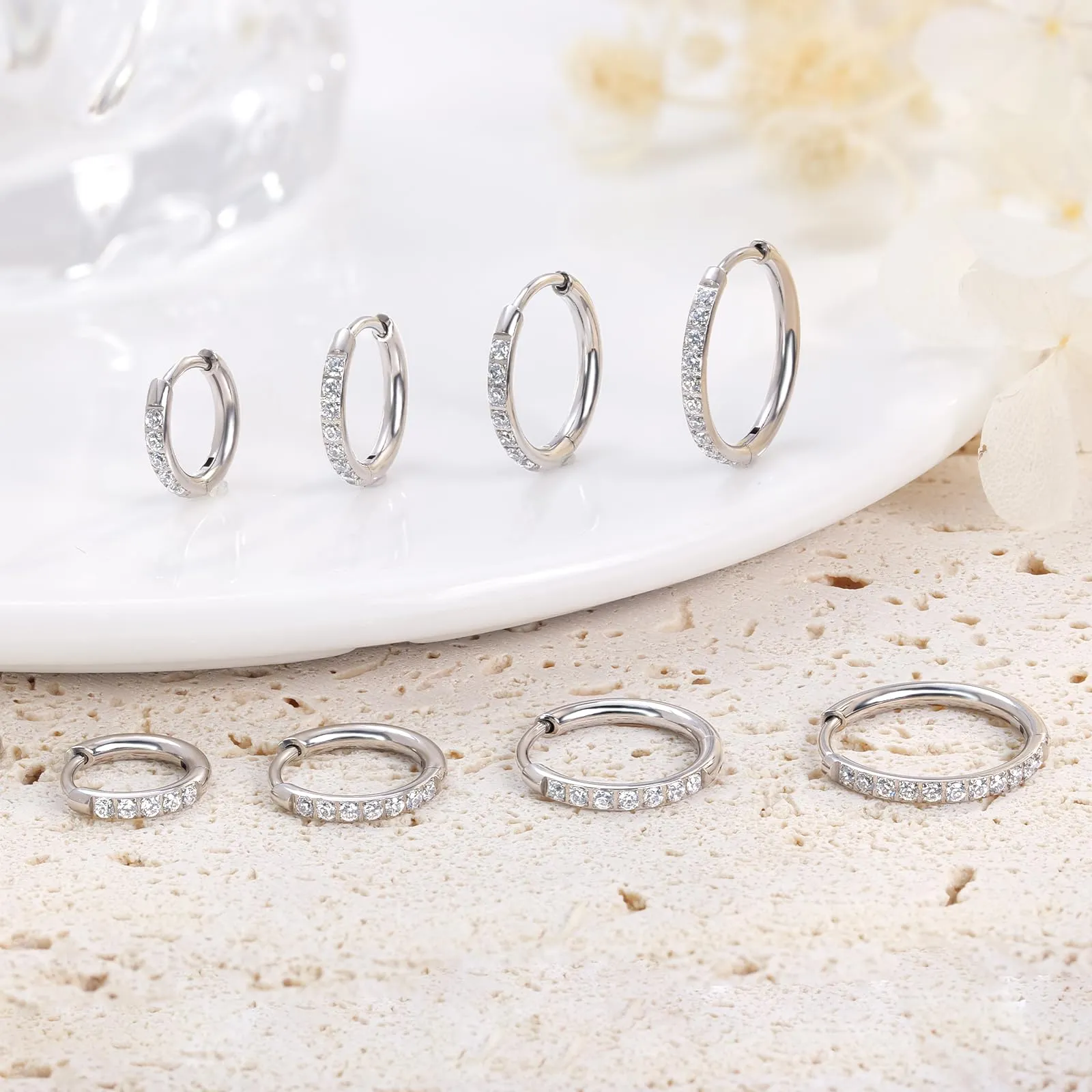 Limerencia Orecchini a Cerchio in Titanio, 8-14 mm Medico Orecchini a Cerchio Piccoli Ipoallergenico Leggeri per Donna Uomo Teen - immagine 5