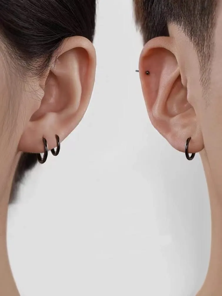 3 Paia Orecchini Cerchio Argento 925 per Donna,Orecchini Cerchio Piccoli Set Orecchino Uomo Nero Orecchini Neri Anallergici 8mm, 10mm, 12mm - immagine 6