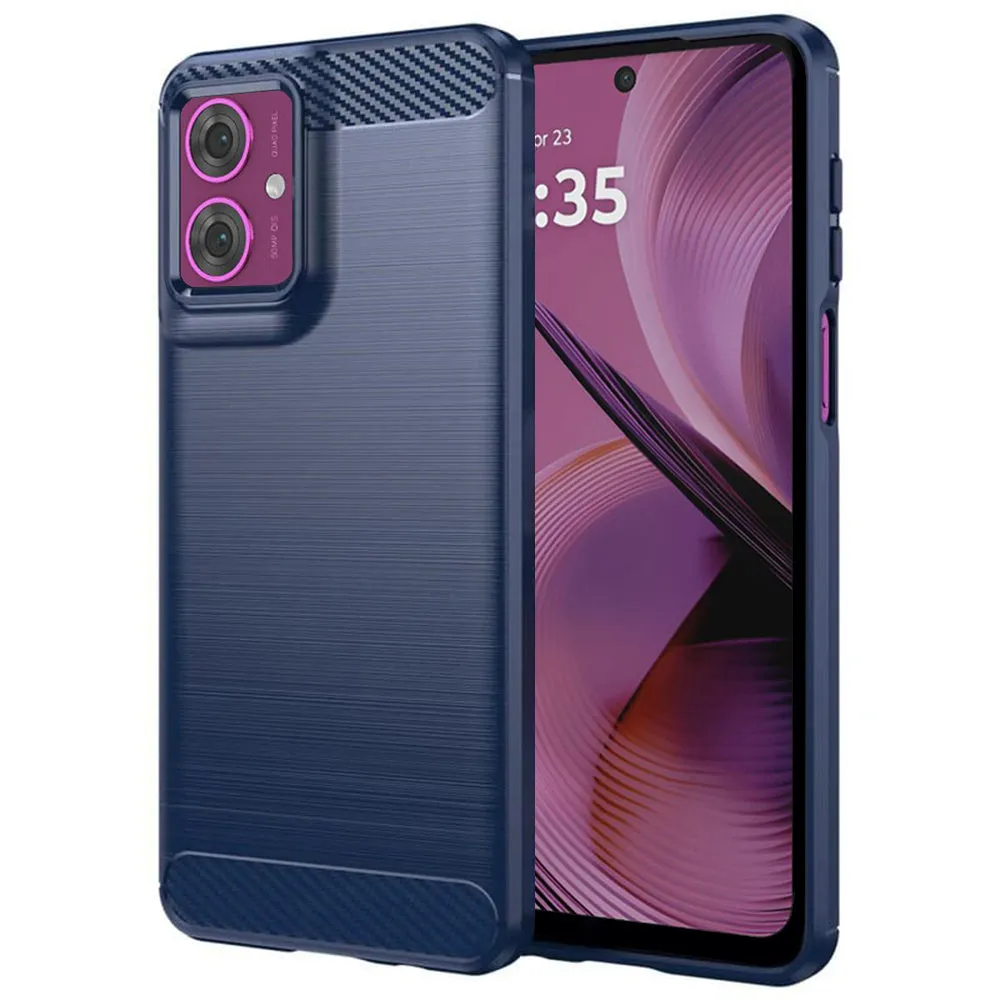 Custodia per Motorola Moto G55, Techsuit, Carbonio, Blu - immagine 1