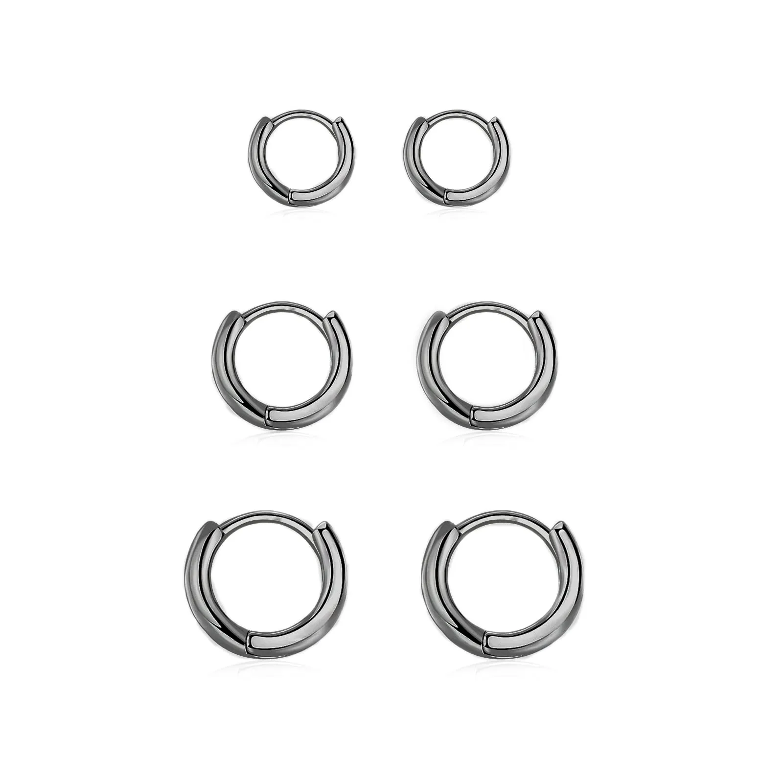 3 Paia Orecchini Cerchio Argento 925 per Donna,Orecchini Cerchio Piccoli Set Orecchino Uomo Nero Orecchini Neri Anallergici 6mm,8mm,10mm - immagine 1