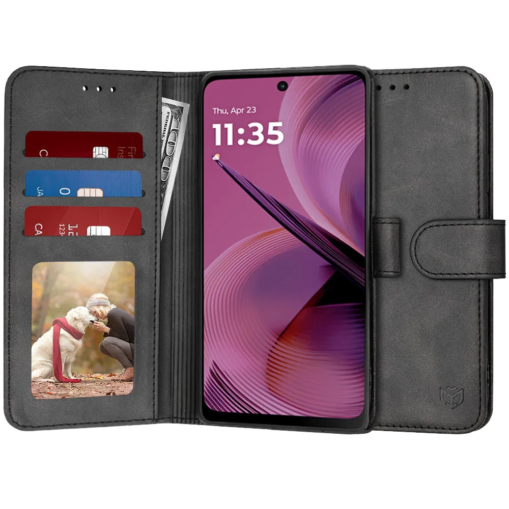 Custodia per Motorola Moto G55, Techsuit, Diary Book, Nera - immagine 1