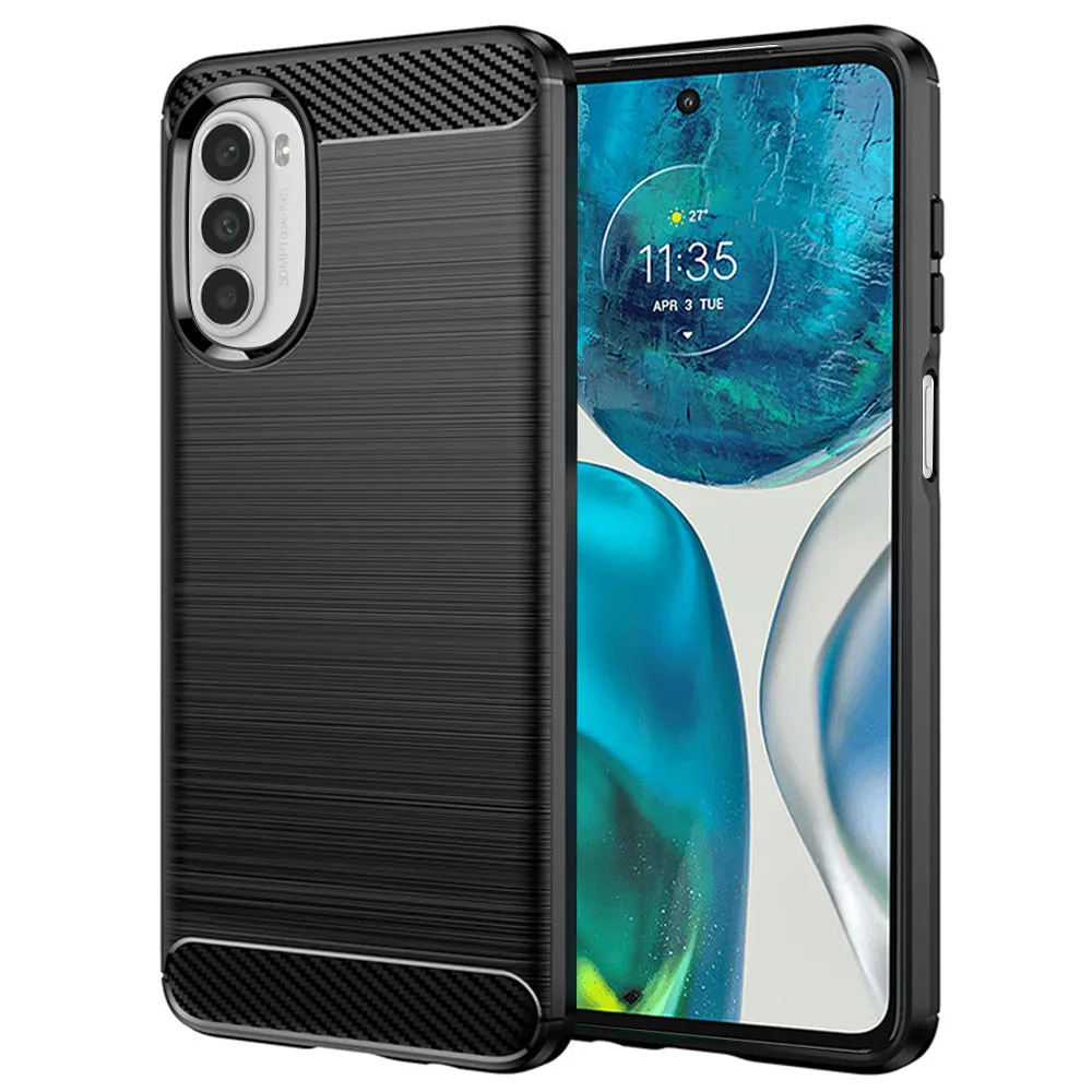 Custodia per Motorola Moto G52 / G82, Techsuit, Carbonio, Nera - immagine 1