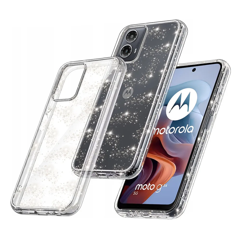 Custodia per Motorola Moto G45 / G34, Techsuit, SparkleSkin, Trasparente - immagine 1