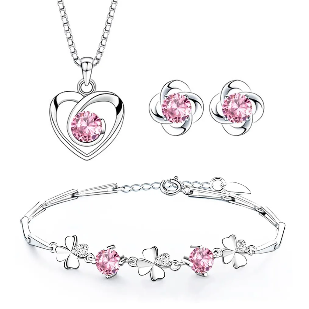 Josfeva Orecchini a perno in argento Sterling 925, a forma di trifoglio, da donna, 5A, zirconi bianchi/blu, con zirconi, 45, Argento Sterling 925, zirconi, Zirconia cubica - immagine 1