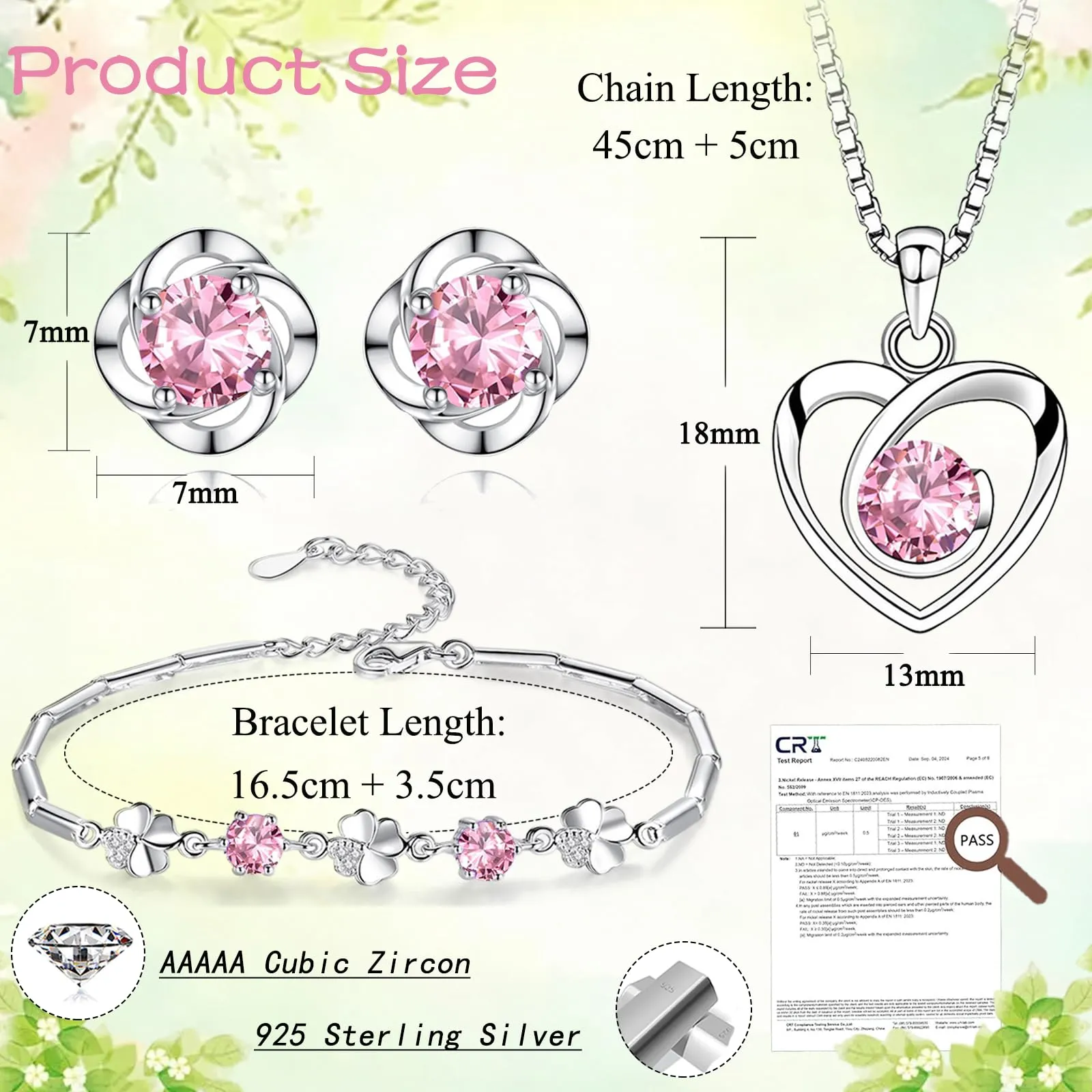Josfeva Orecchini a perno in argento Sterling 925, a forma di trifoglio, da donna, 5A, zirconi bianchi/blu, con zirconi, 45, Argento Sterling 925, zirconi, Zirconia cubica - immagine 2