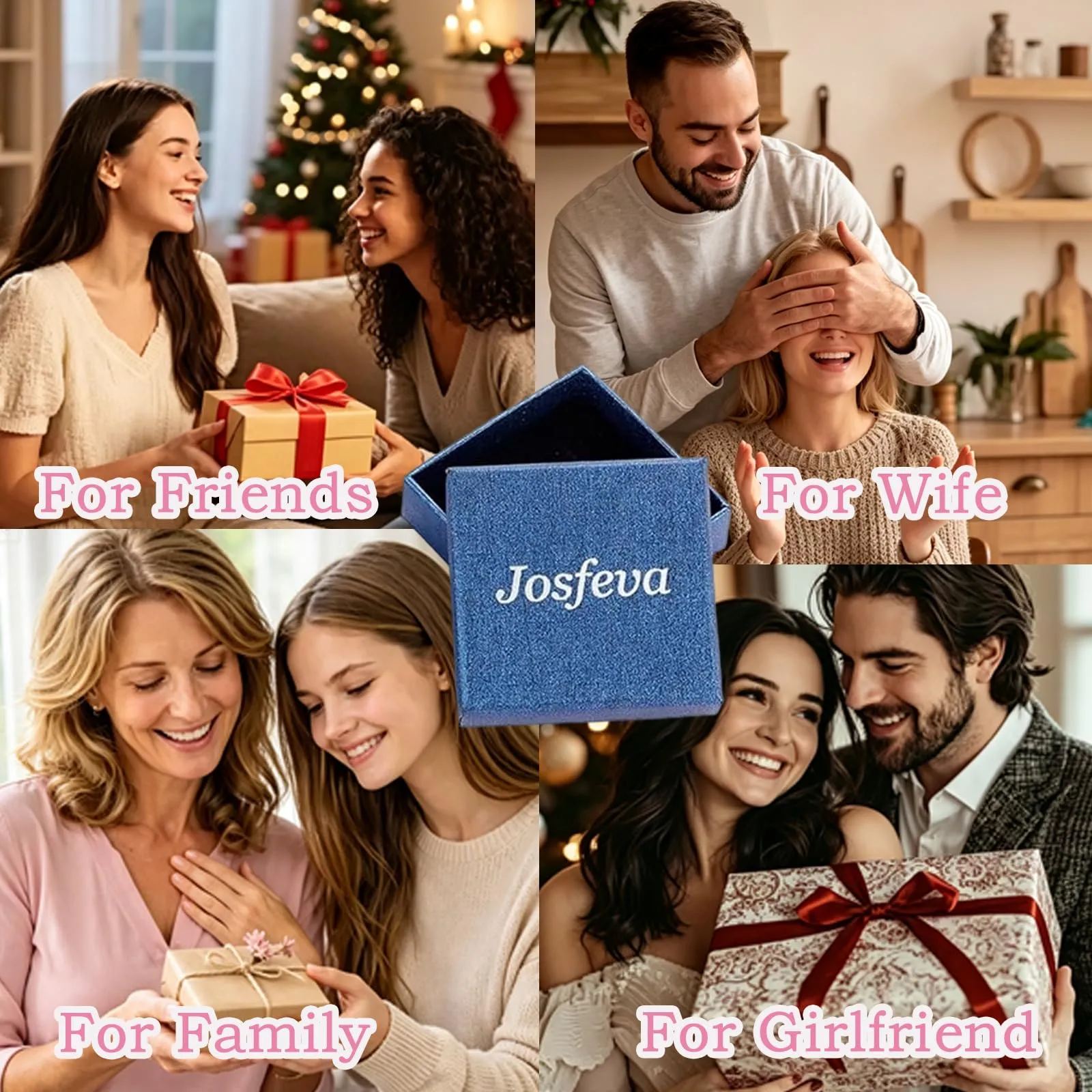 Josfeva Orecchini a perno in argento Sterling 925, a forma di trifoglio, da donna, 5A, zirconi bianchi/blu, con zirconi, 45, Argento Sterling 925, zirconi, Zirconia cubica - immagine 6