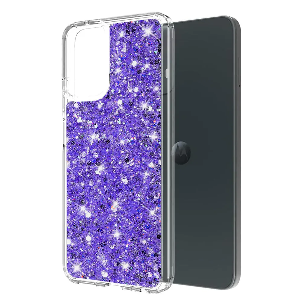 Custodia per Motorola Moto G45 / G34, Techsuit, Sparkly Glitter, Viola - immagine 1