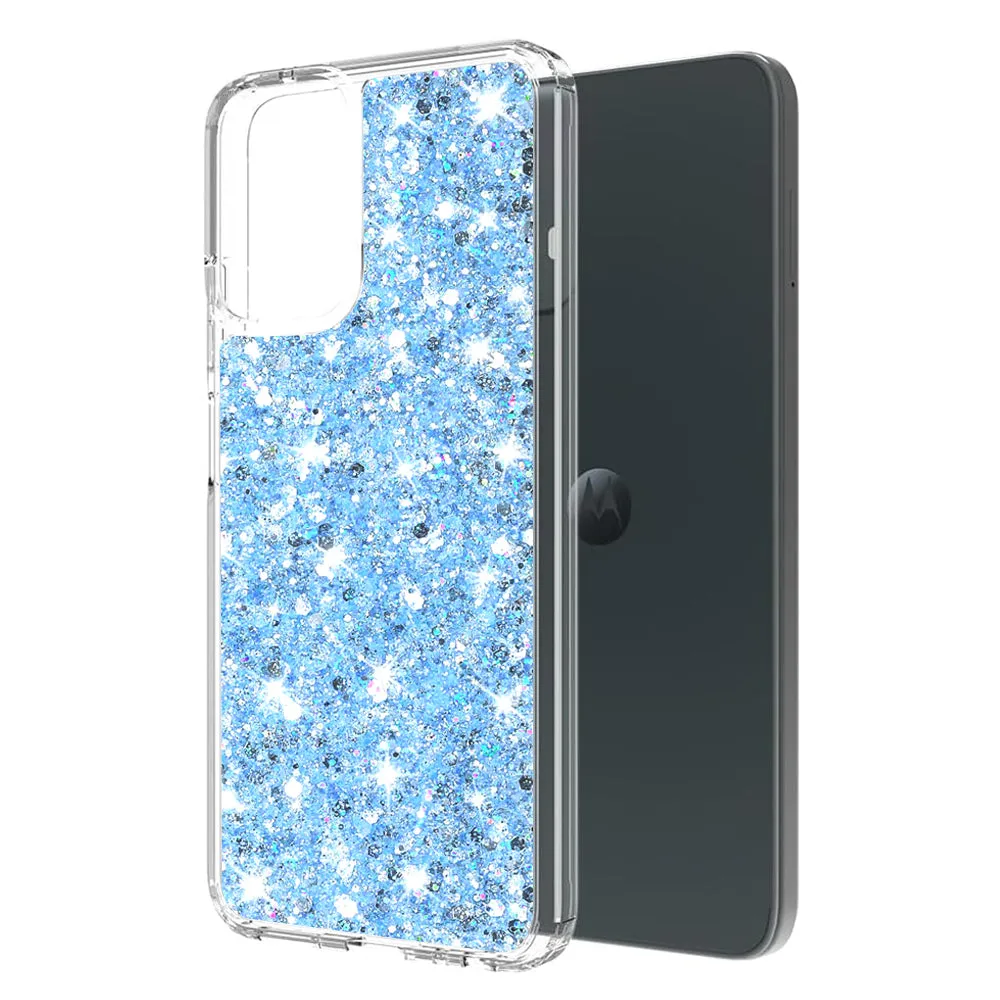 Custodia per Motorola Moto G45 / G34, Techsuit, Sparkly Glitter, Blu - immagine 1