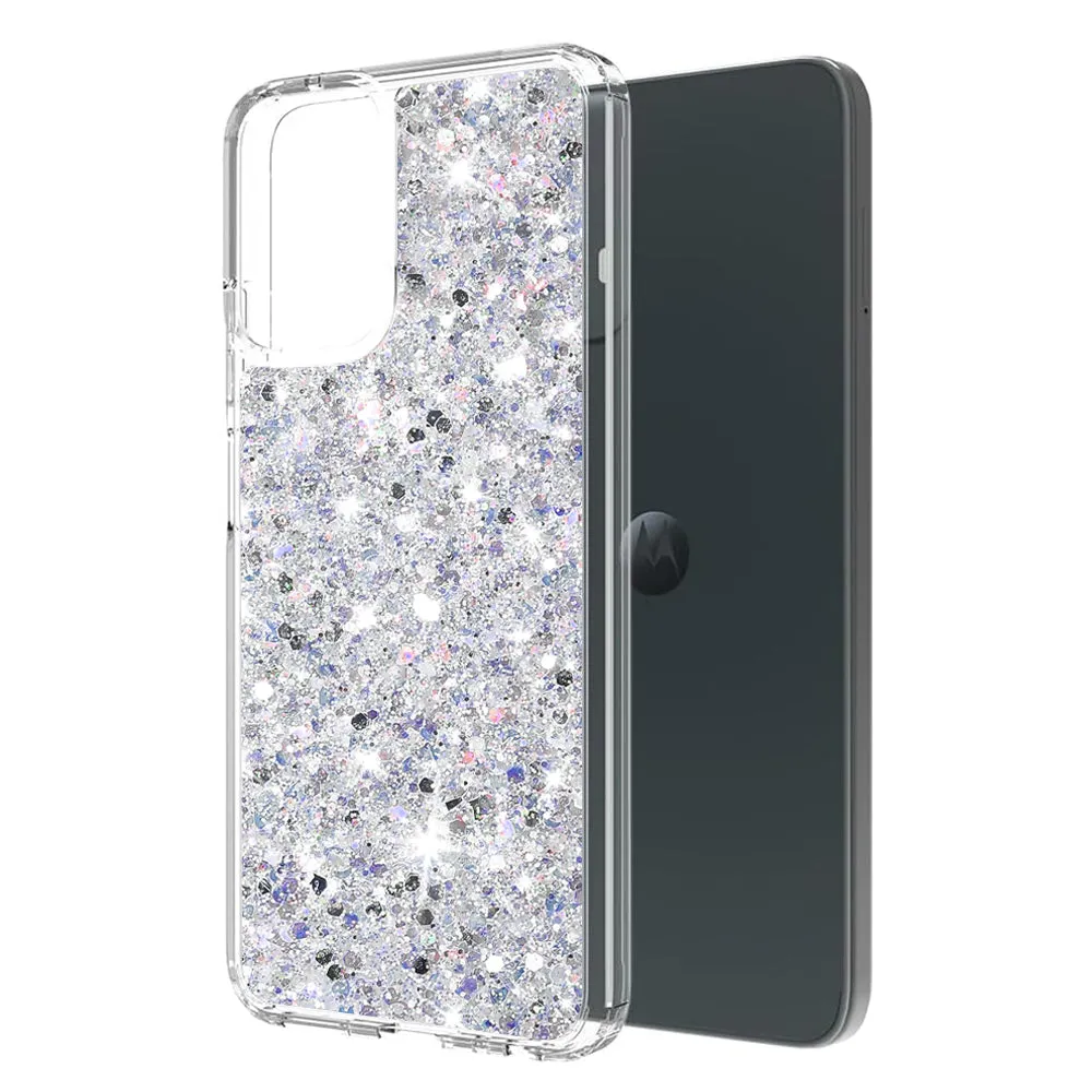 Custodia per Motorola Moto G45 / G34, Techsuit, Sparkly Glitter, Bianca - immagine 1