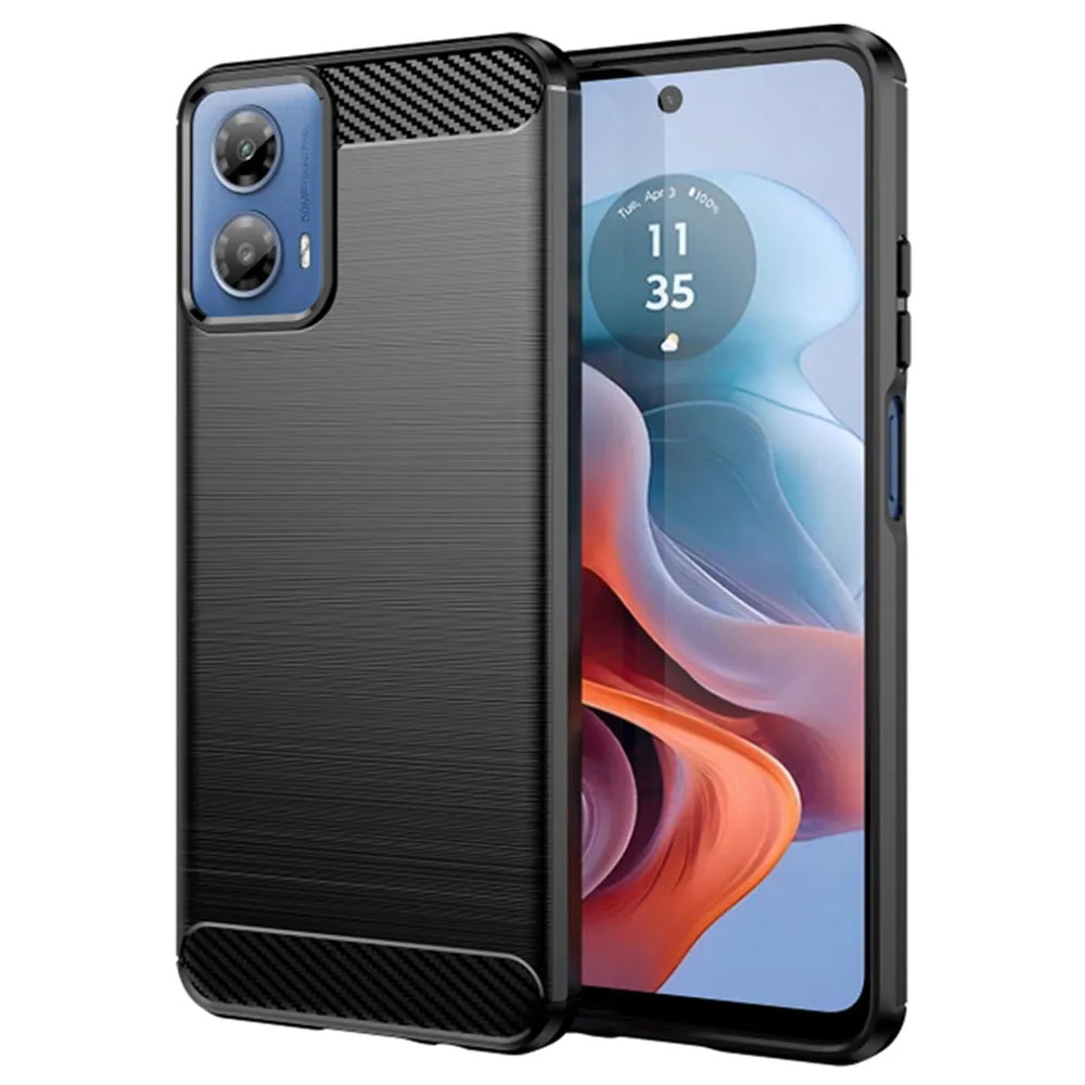 Custodia per Motorola Moto G45 / G34, Techsuit, Carbonio, Nera - immagine 1