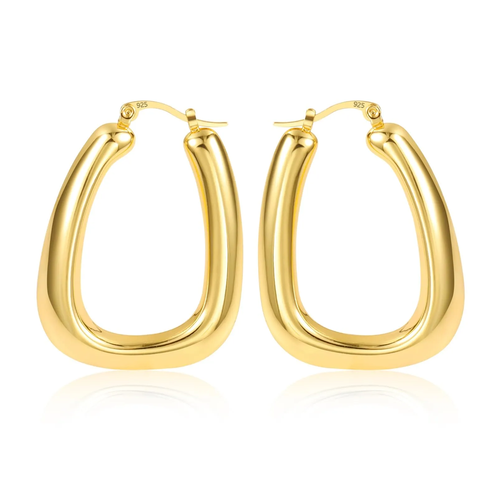Orecchini A Forma Di Uovo Grandi Dorati Design Contemporaneo Donna - immagine 7