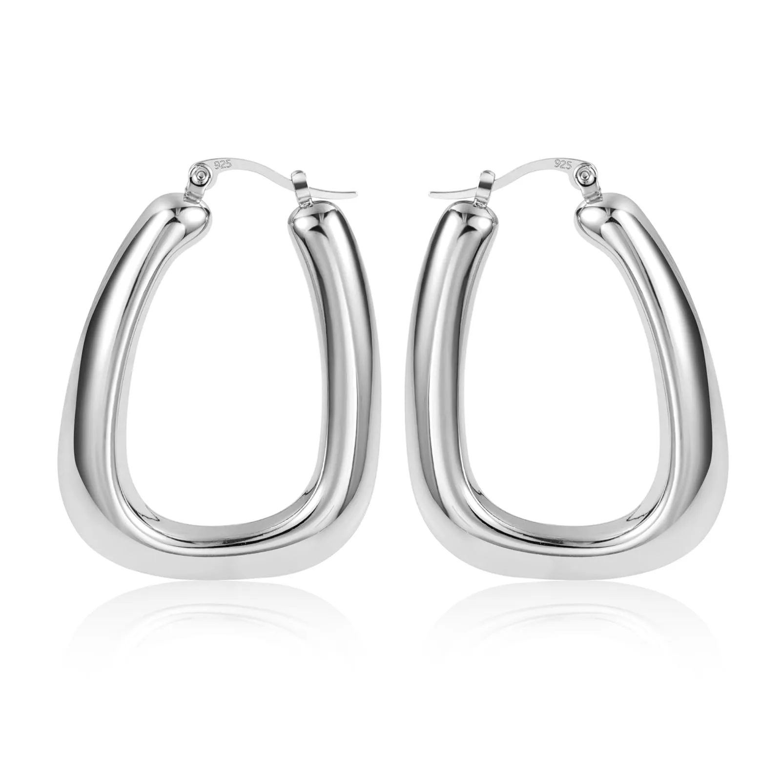 Orecchini A Forma Di Uovo Grandi Argentati Design Contemporaneo Donna - immagine 7