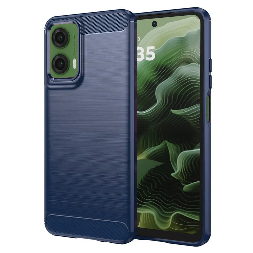 Custodia per Motorola Moto G35, Techsuit, Carbonio, Blu - immagine 1