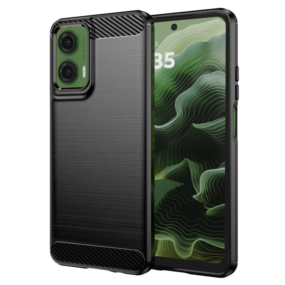 Custodia per Motorola Moto G35, Techsuit, Carbonio, Nera - immagine 1