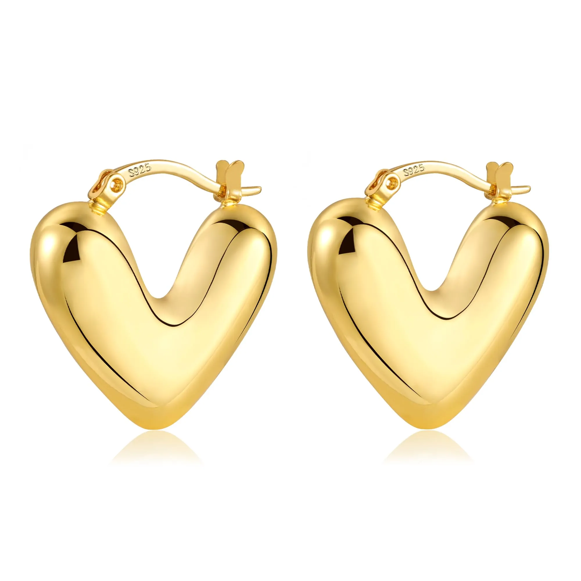Orecchini A Forma Di Cuore Dorati Léggeri Lucidi Design Romantico Donna - immagine 1