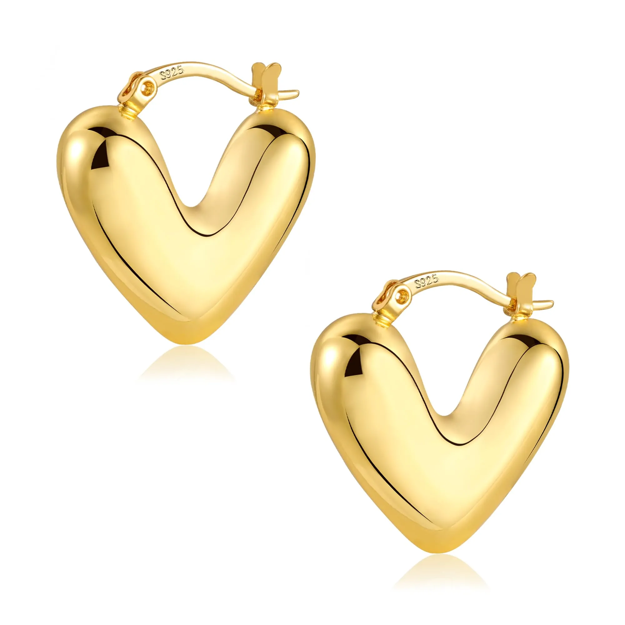 Orecchini A Forma Di Cuore Dorati Léggeri Lucidi Design Romantico Donna - immagine 7