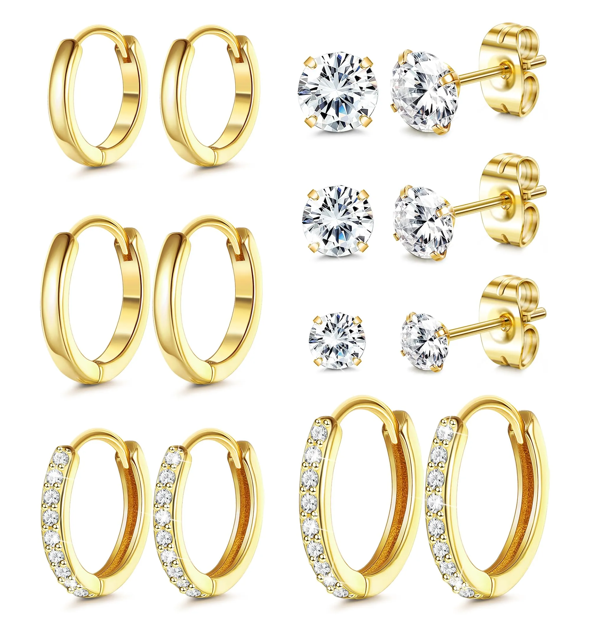 DOCHAIS Orecchini Donna dorato 316L Orecchini Cerchio Acciaio Chirurgico Inossidabile, Anallergici Piercing Orecchini Cerchio Piccoli Cartilagine Orecchio - immagine 1