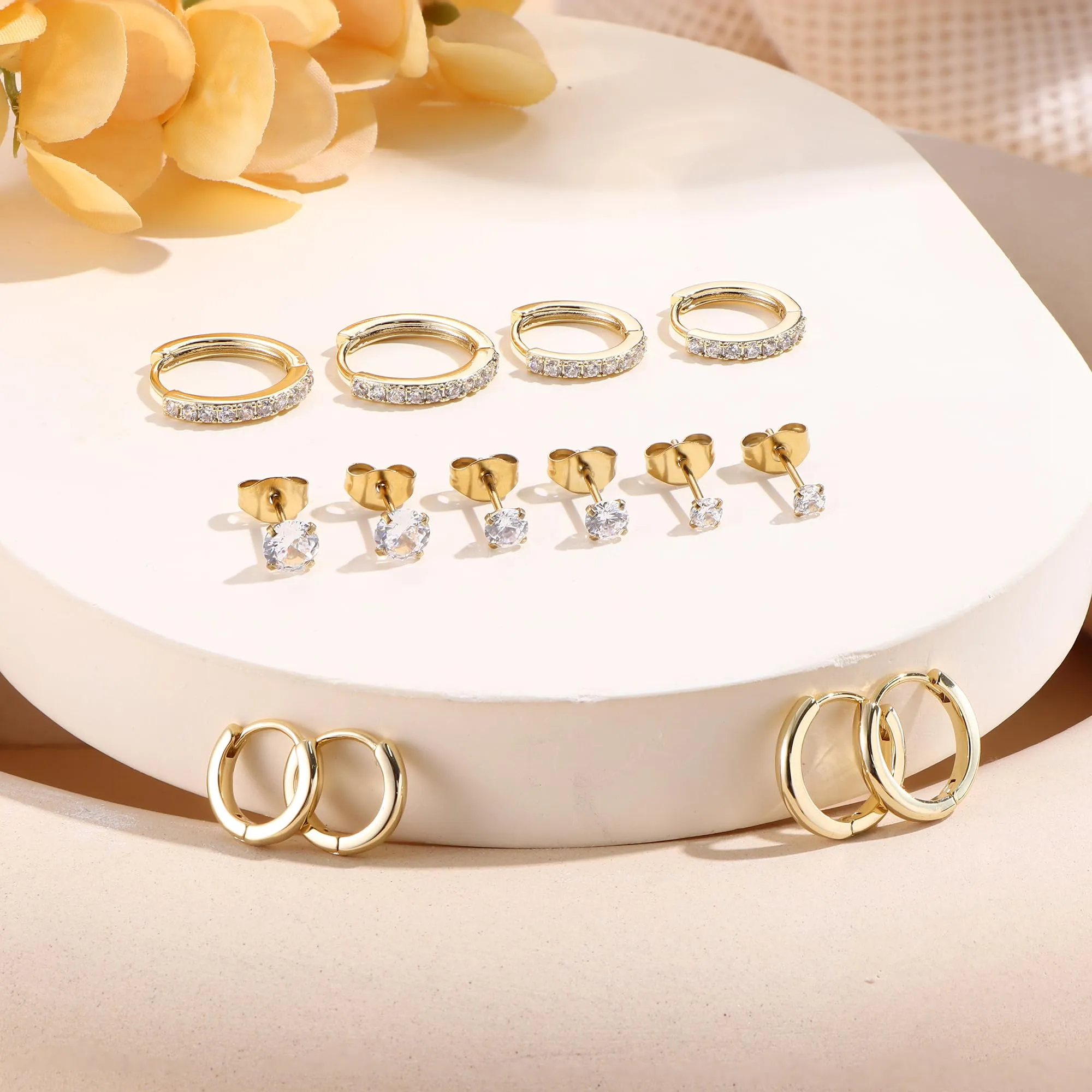 DOCHAIS Orecchini Donna dorato 316L Orecchini Cerchio Acciaio Chirurgico Inossidabile, Anallergici Piercing Orecchini Cerchio Piccoli Cartilagine Orecchio - immagine 6