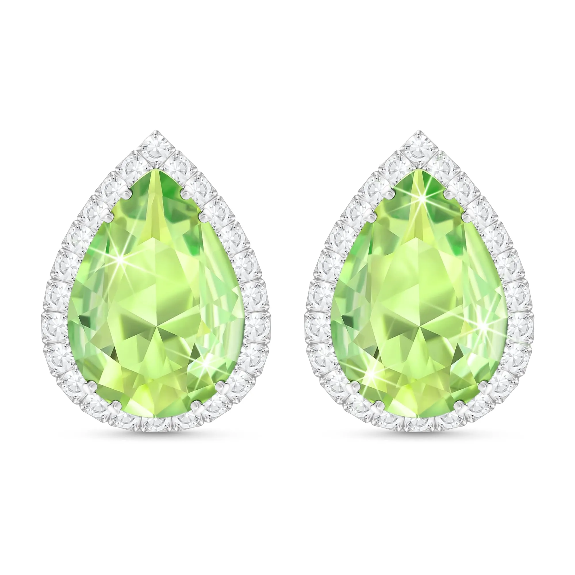 Linawe Orecchini verdi, gioielli alla moda, orecchini in argento, orecchini a bottone da donna, set di gioielli da sposa, orecchini con diamanti, set di orecchini ipoallergenici senza nichel - immagine 1