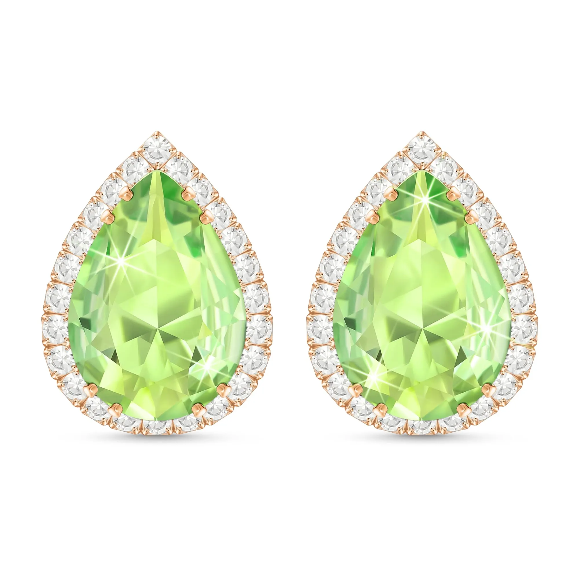 Linawe Orecchini verdi, gioielli di moda in oro rosa, orecchini a bottone, accessori, orecchini da donna, set di gioielli, orecchini da sposa con diamanti, orecchini con diamanti - immagine 1