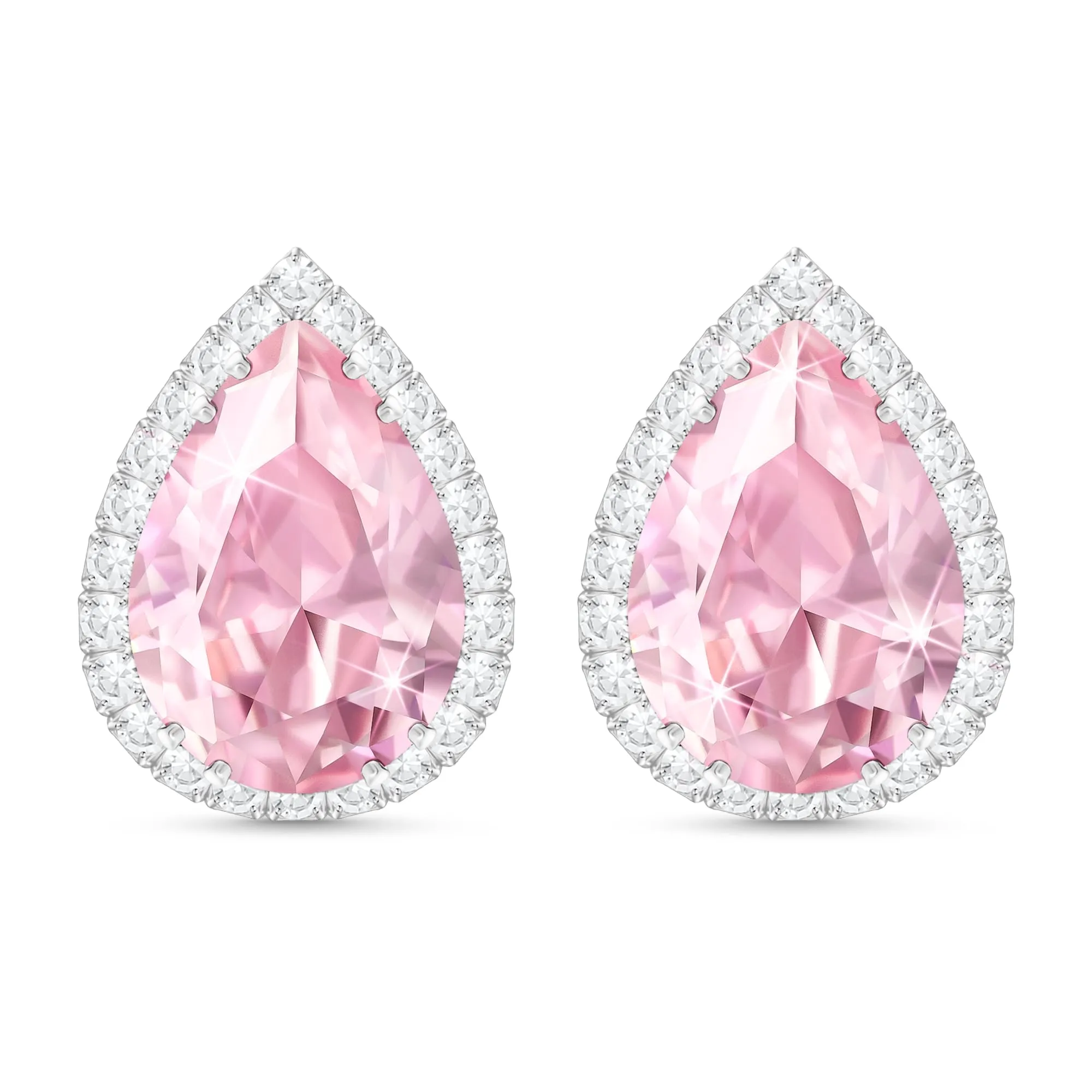 Linawe Orecchini in argento rosa, orecchini a bottone rosa da donna, set di gioielli con diamanti, orecchini ipoallergenici alla moda senza nichel - immagine 1