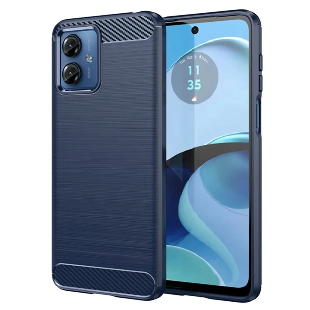 Custodia per Motorola Moto G14, Techsuit, Carbonio, Blu - immagine 1