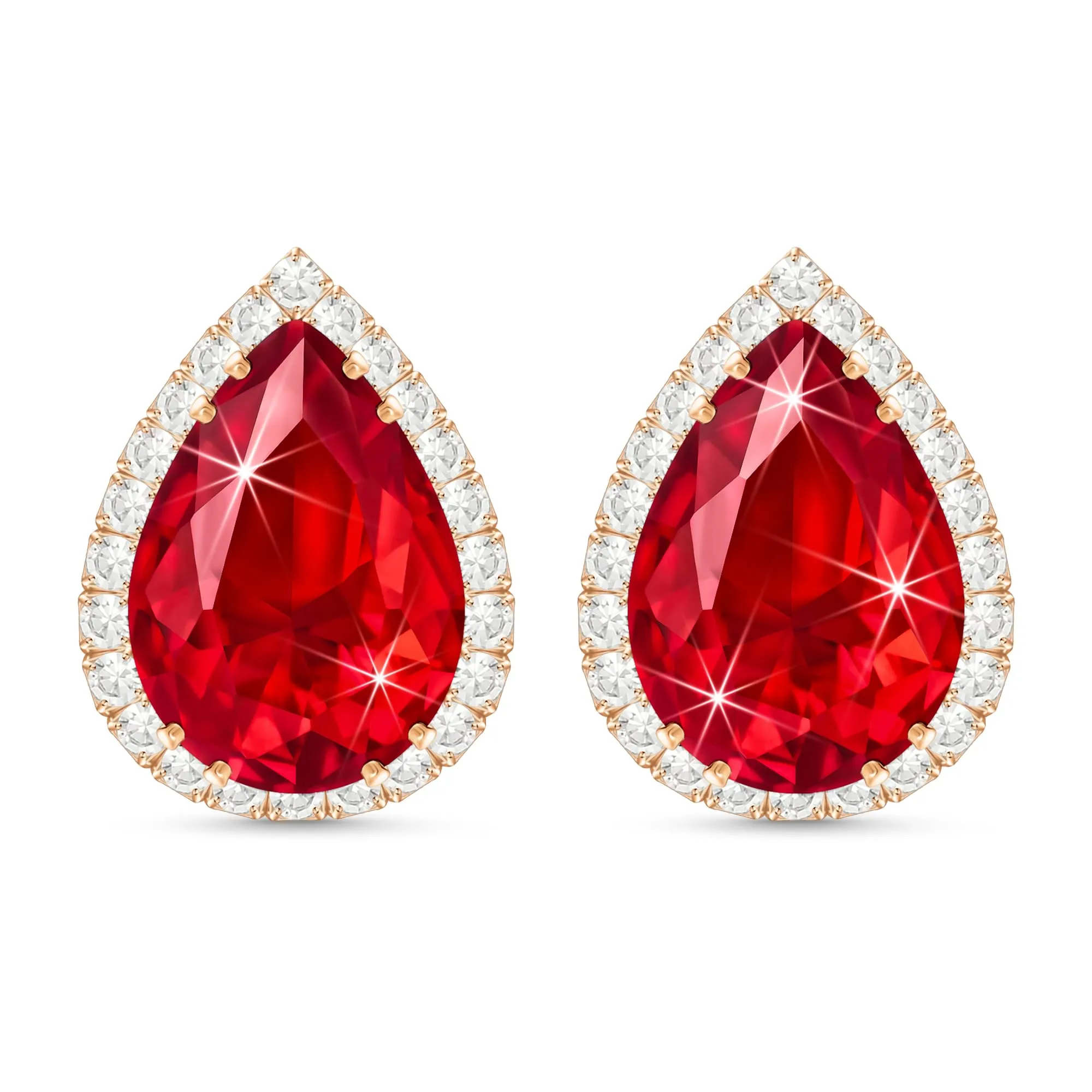 Linawe Set di orecchini in oro rosa rosso, set di gioielli da donna, accessori, gioielli nuziali alla moda senza nichel, orecchini a bottone con diamanti - immagine 1