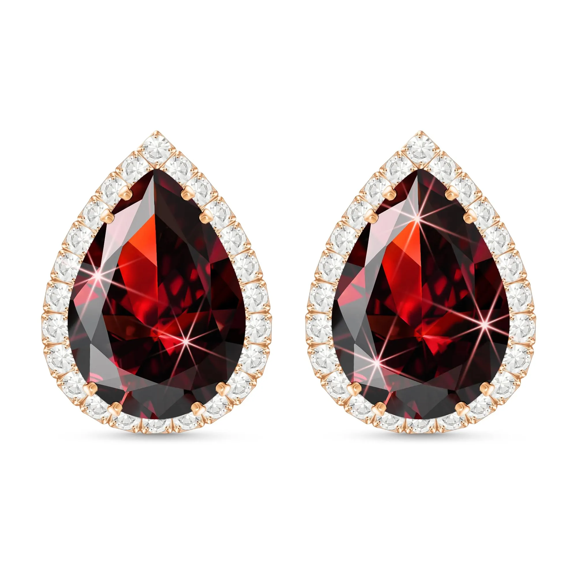 Linawe Orecchini in oro rosa rosso, orecchini a bottone da donna, set di gioielli, orecchini ipoallergenici alla moda senza nichel, orecchini con diamanti - immagine 1