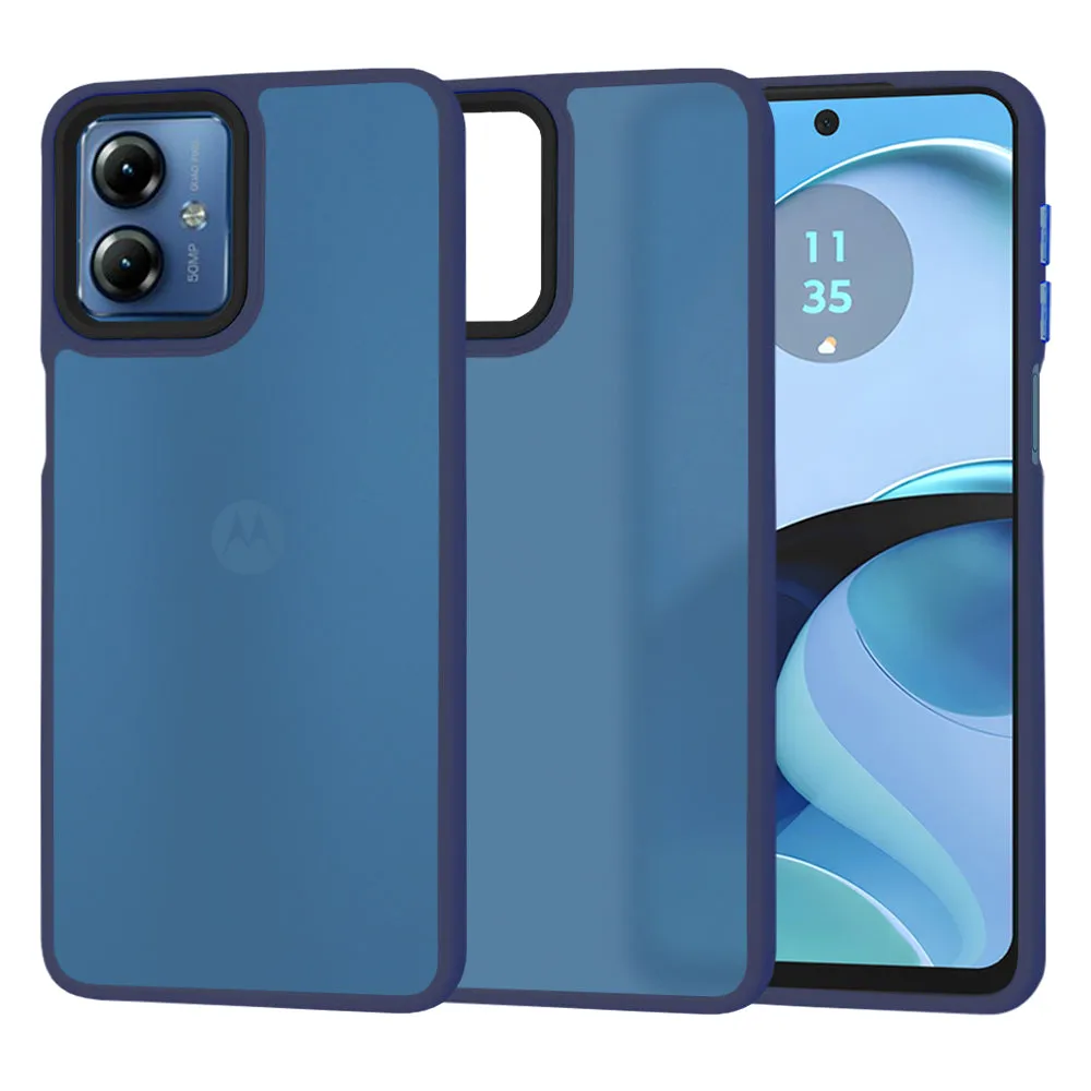 Custodia per Motorola Moto G14, Techsuit, HaloFrost, Blu Navy - immagine 1