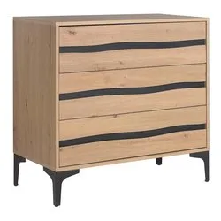 MELYS Cassettiera 3 Cassetti Naturale e Nero (80cm) - immagine 1