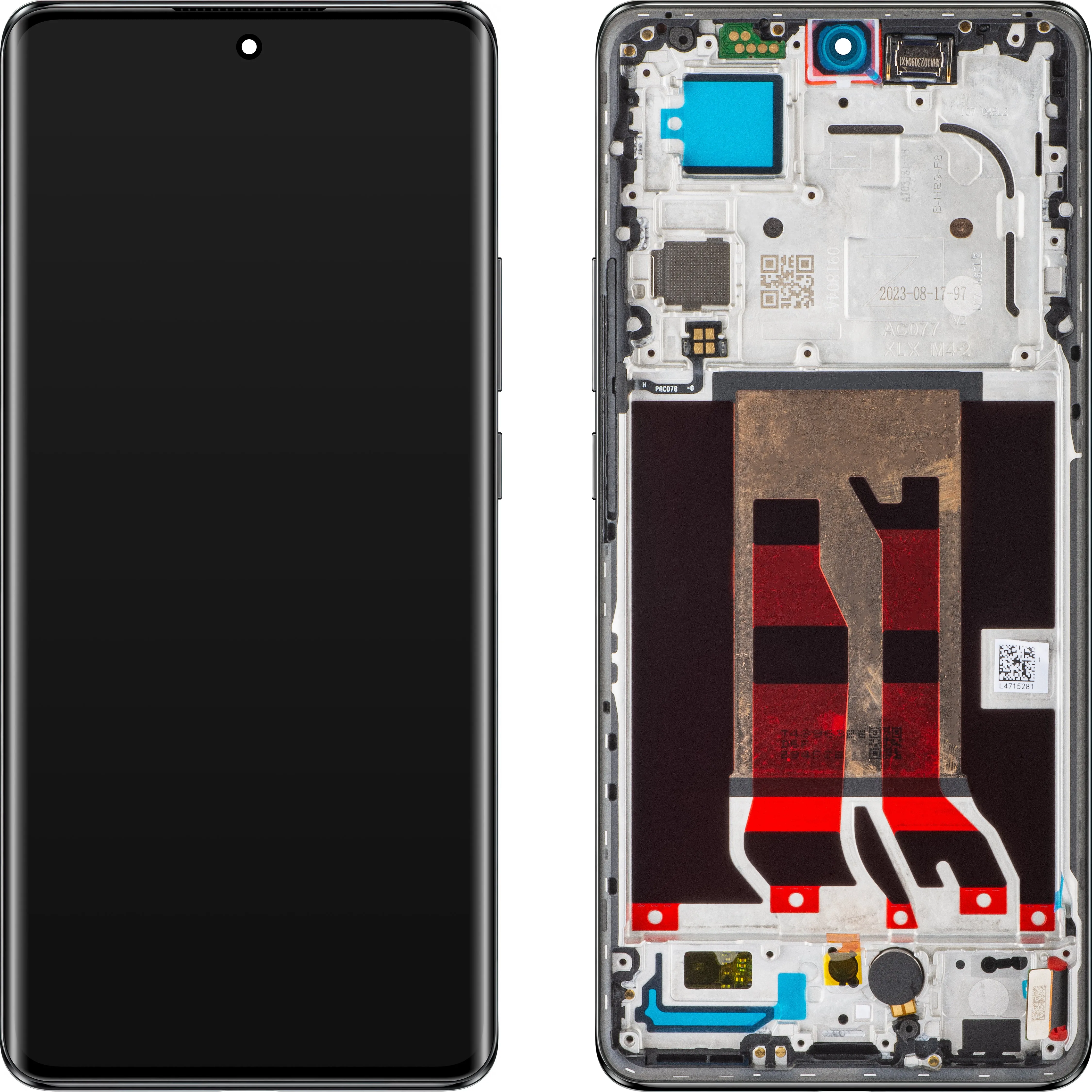Oppo Reno10 Pro Display touchscreen con cornice, nero (grigio argentato), Service Pack 621029000057 - immagine 1