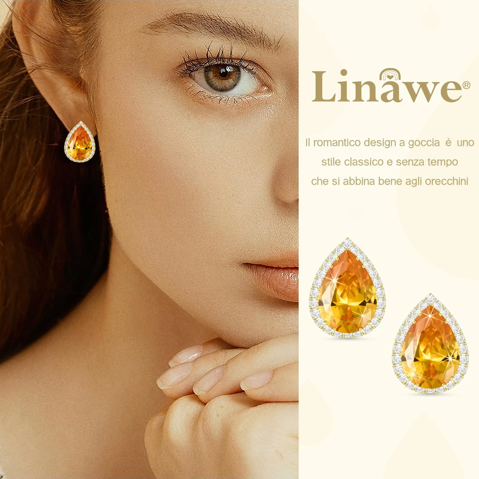Linawe Orecchini gialli accessori donna, orecchini in oro, orecchini gioielli, set di gioielli orecchini ipoallergenici, orecchini in oro da sposa bigiotteria senza nichel - immagine 3