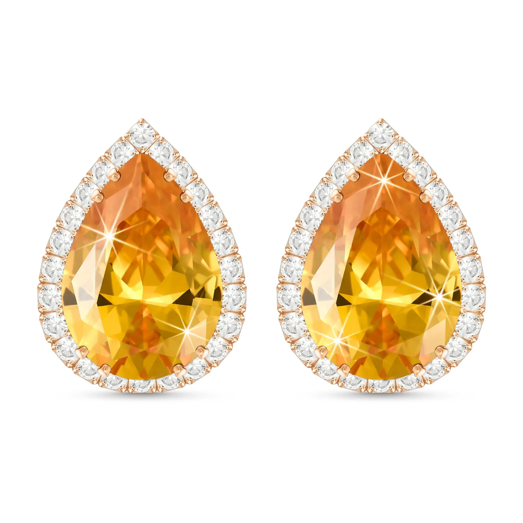 Linawe Orecchini in oro rosa giallo, set di gioielli a bottone, orecchini da donna, gioielli ipoallergenici, gioielli con diamanti, gioielli alla moda, orecchini senza nichel - immagine 1