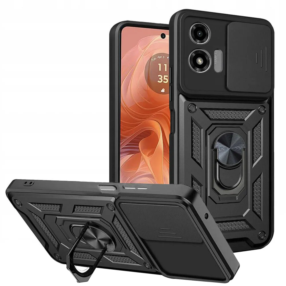 Custodia per Motorola Moto G04s / E14 / G04 / G24, Techsuit, CamShield, Nera - immagine 1