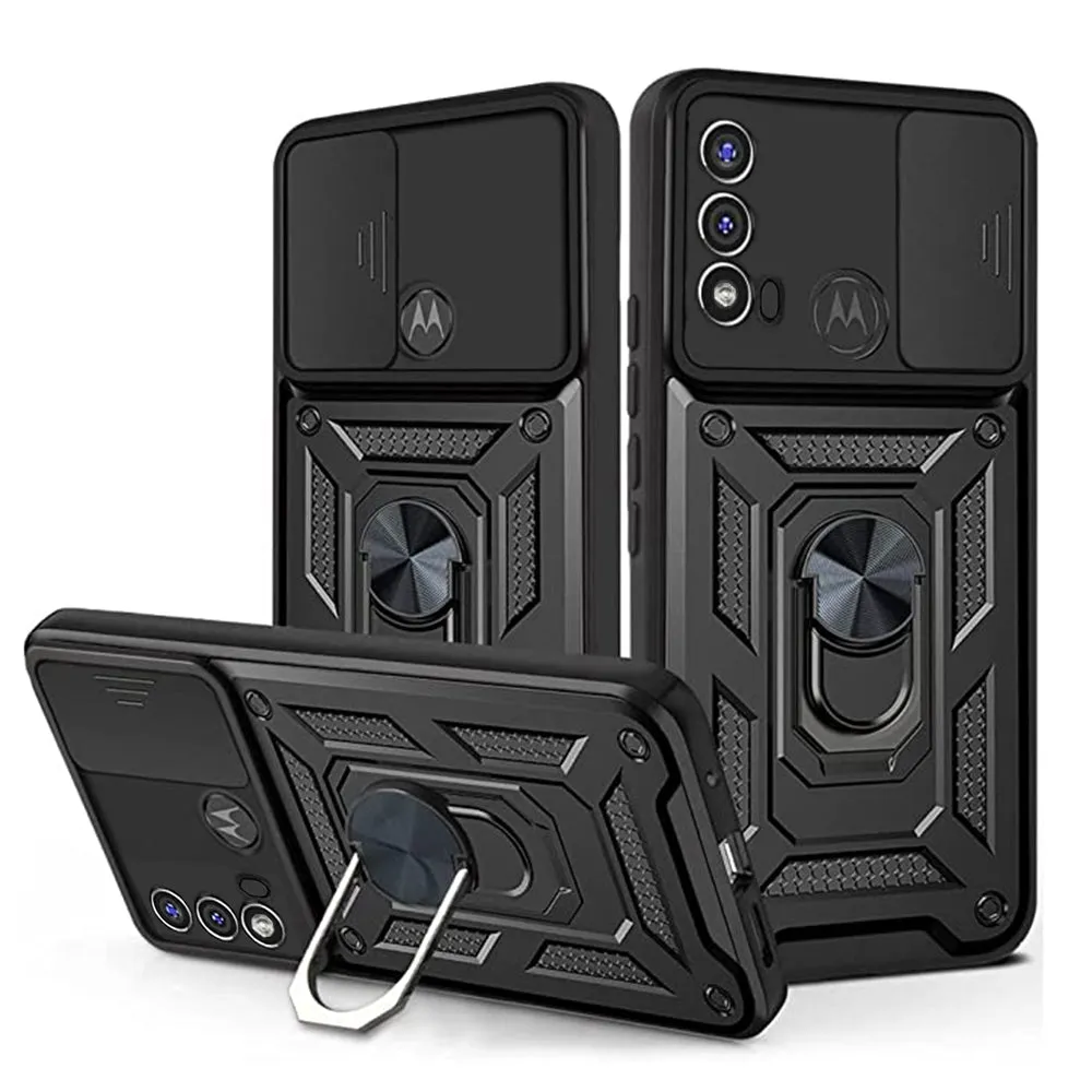 Custodia per Motorola Moto E40 / E30 / E20, Techsuit, CamShield, Nera - immagine 1