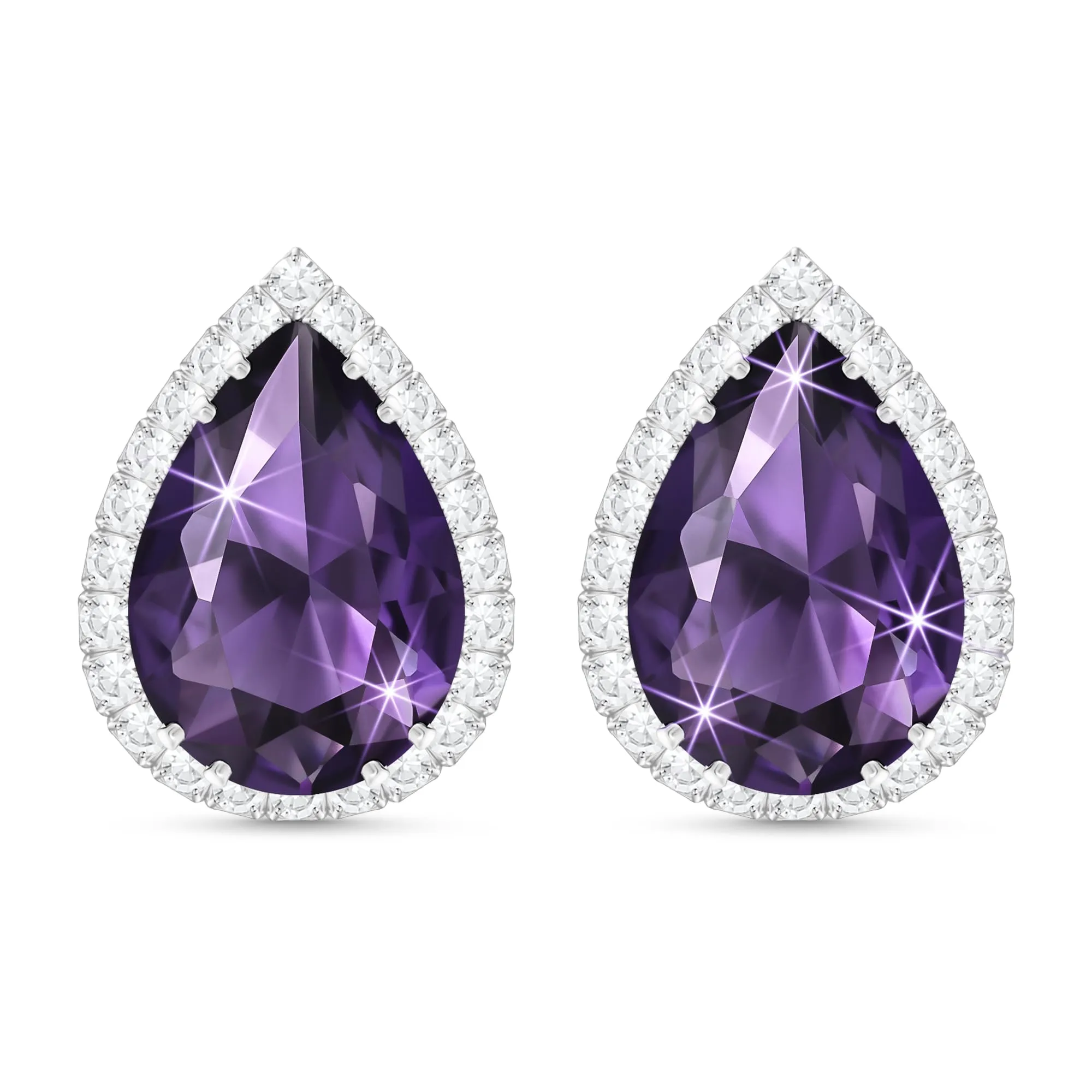 Linawe Orecchini a bottone da donna in argento, set di gioielli con diamanti viola, orecchini alla moda senza nichel, orecchini ipoallergenici - immagine 1