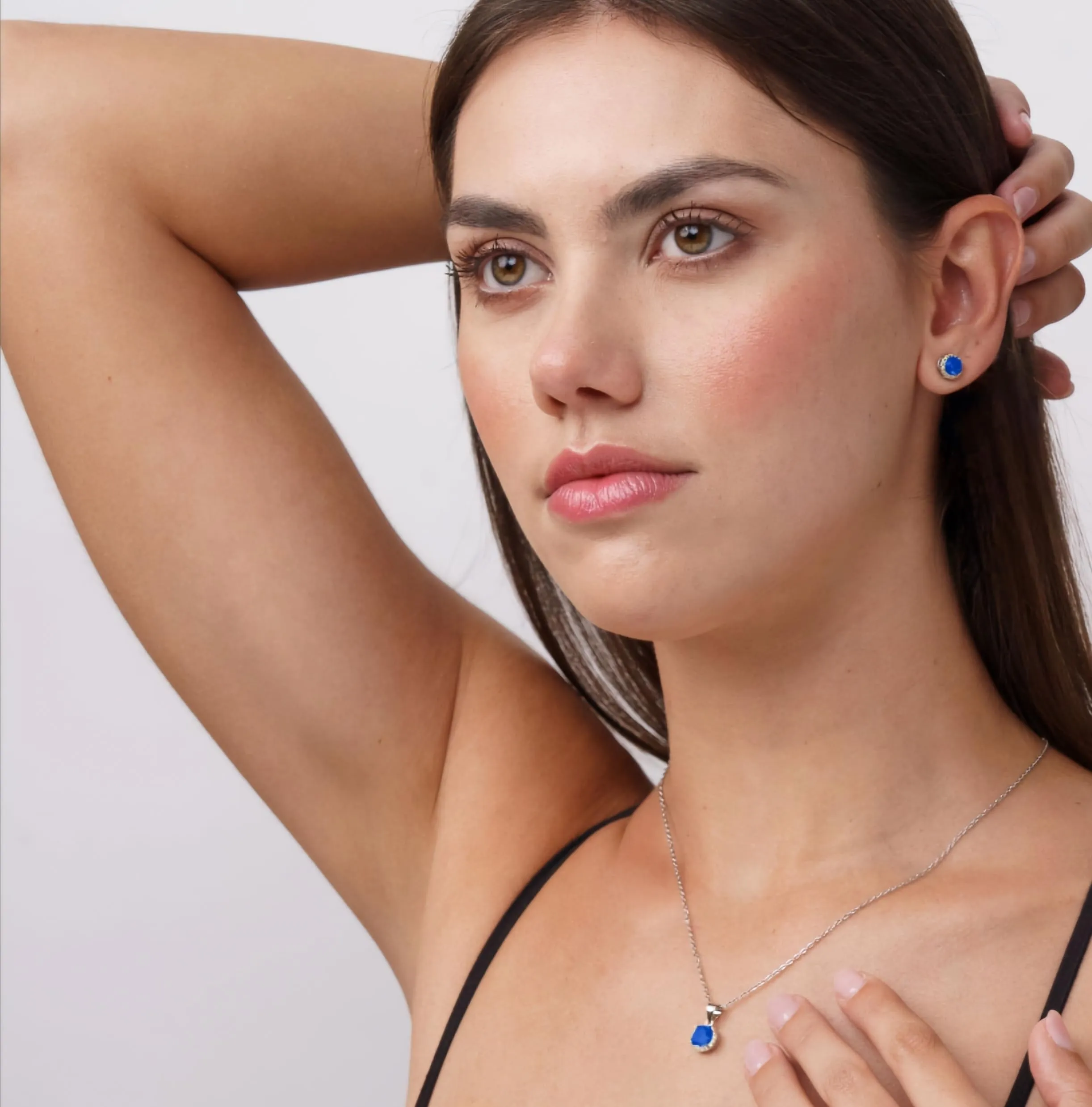 Dada Gioielli - Orecchini Argento 925 Cuore 8mm Punto Luce Con Zirconi Brillanti (Blu Zaffiro) - immagine 5