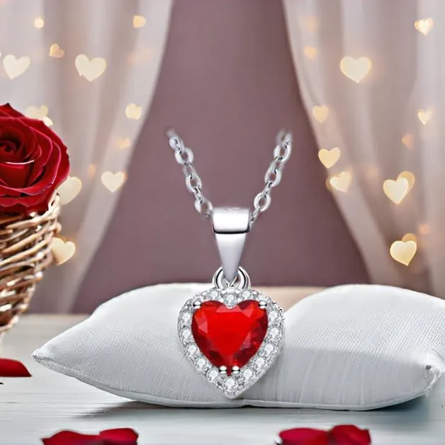 Dada Gioielli - Orecchini Argento 925 Cuore 8mm Punto Luce Con Zirconi Brillanti (Rosso Rubino) - immagine 3