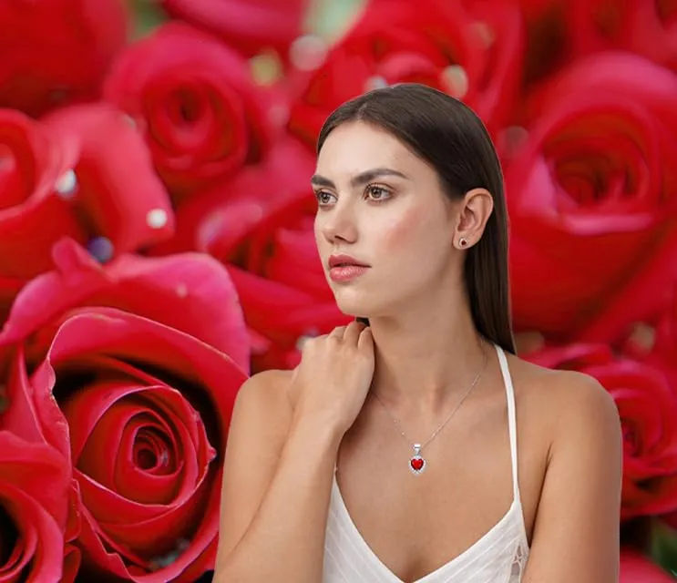 Dada Gioielli - Orecchini Argento 925 Cuore 8mm Punto Luce Con Zirconi Brillanti (Rosso Rubino) - immagine 8