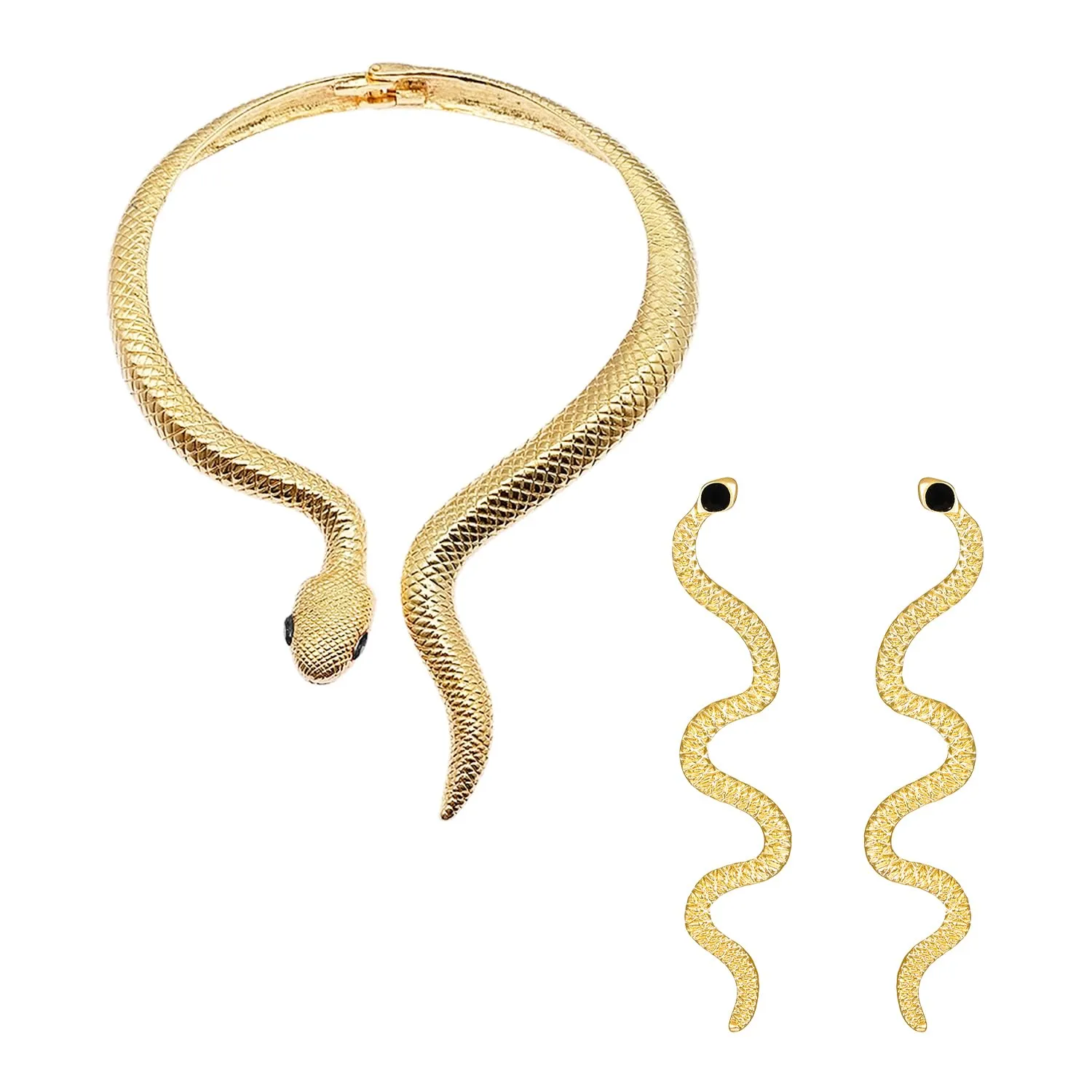 FDGGT 1 Collana A Forma Di Serpente E 1 Paio Di Orecchini A Forma Di Serpente, Gioielli Creativi Retro, Gioielli Personalizzati Alla Moda - immagine 1