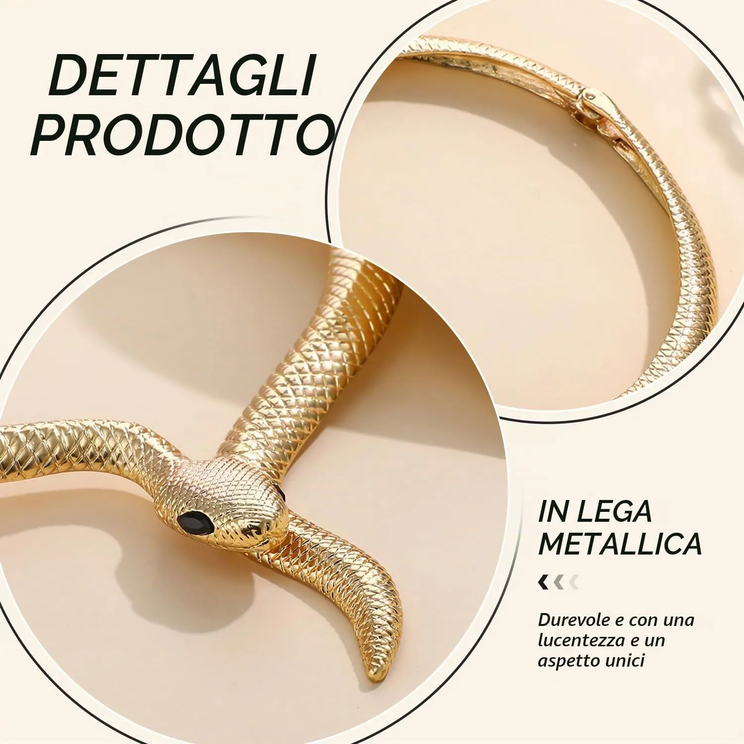 FDGGT 1 Collana A Forma Di Serpente E 1 Paio Di Orecchini A Forma Di Serpente, Gioielli Creativi Retro, Gioielli Personalizzati Alla Moda - immagine 3